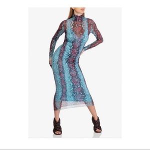 AFRM Shailene Long Sleeve Mesh Midi Dress